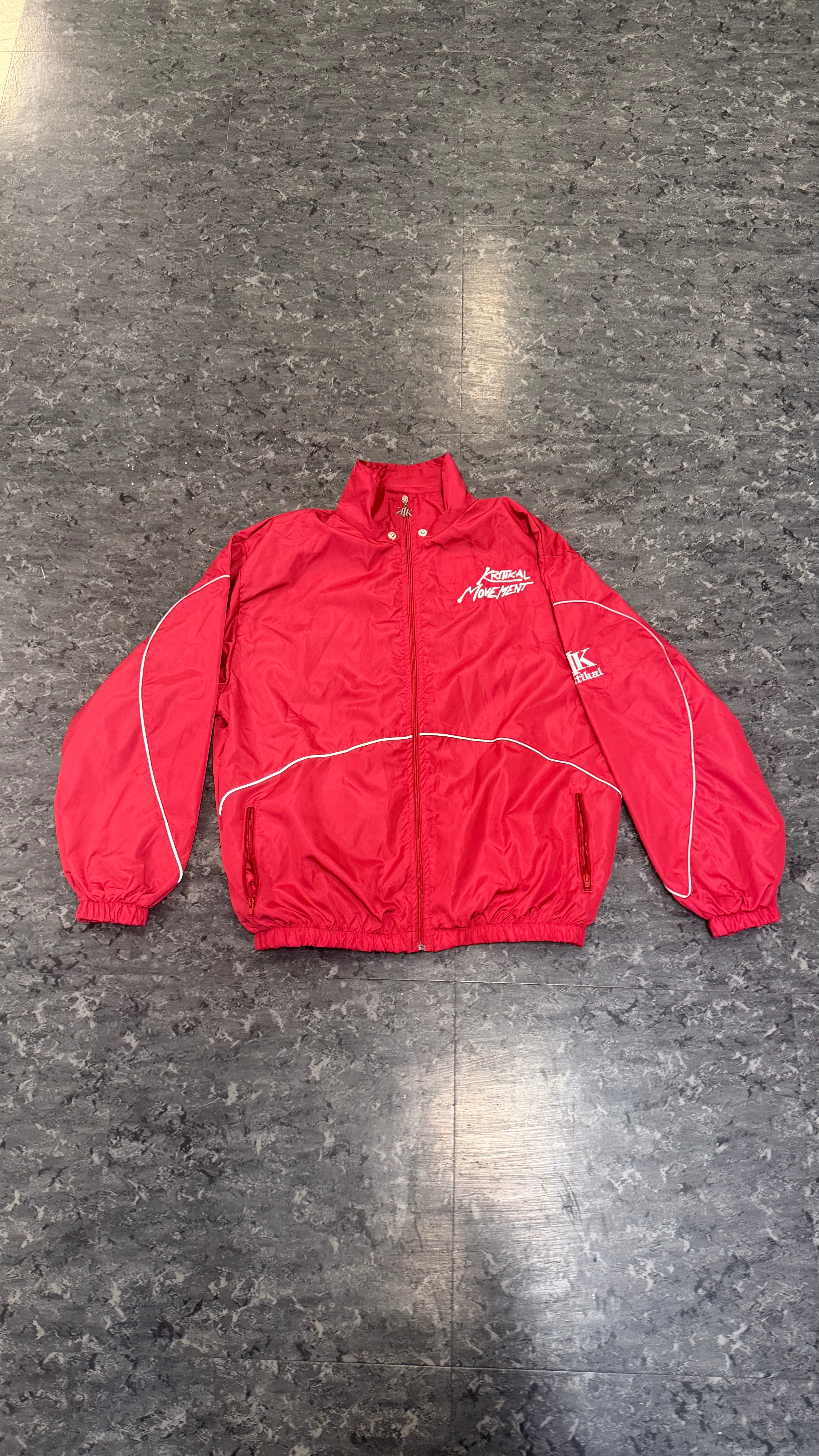 Detachable Red windbreaker hoodie