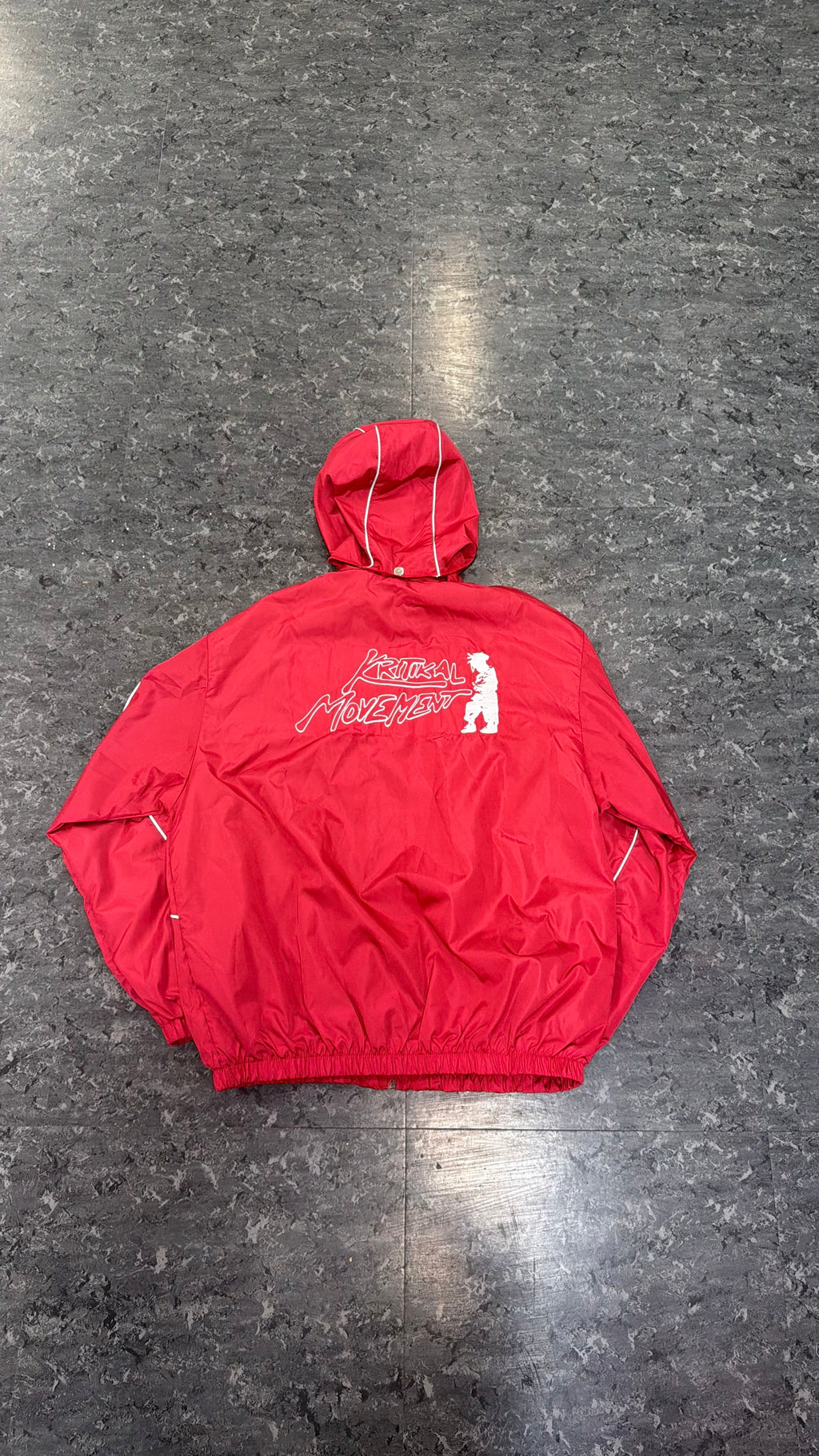 Detachable Red windbreaker hoodie