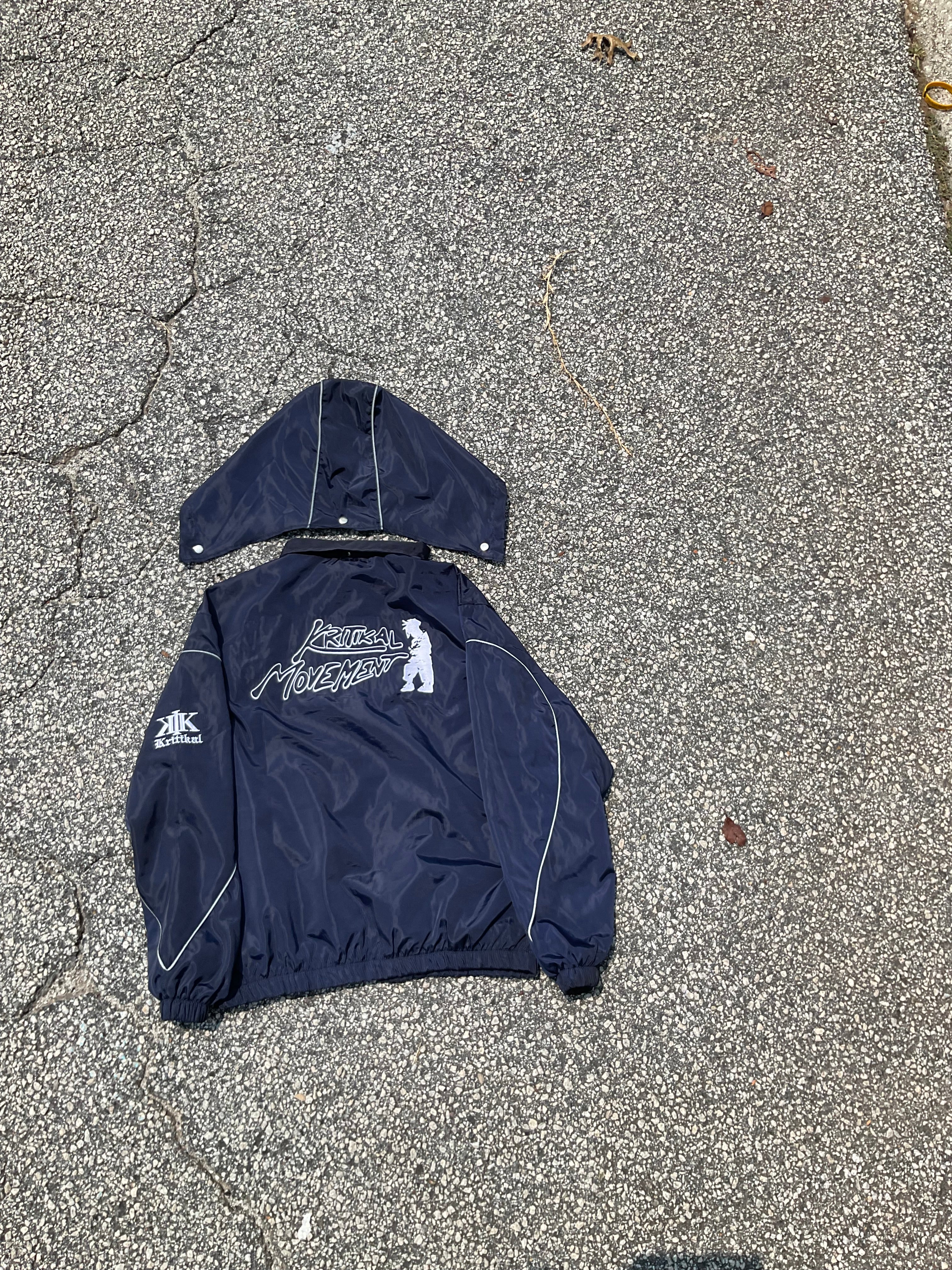 Detachable Navy Blue windbreaker hoodie