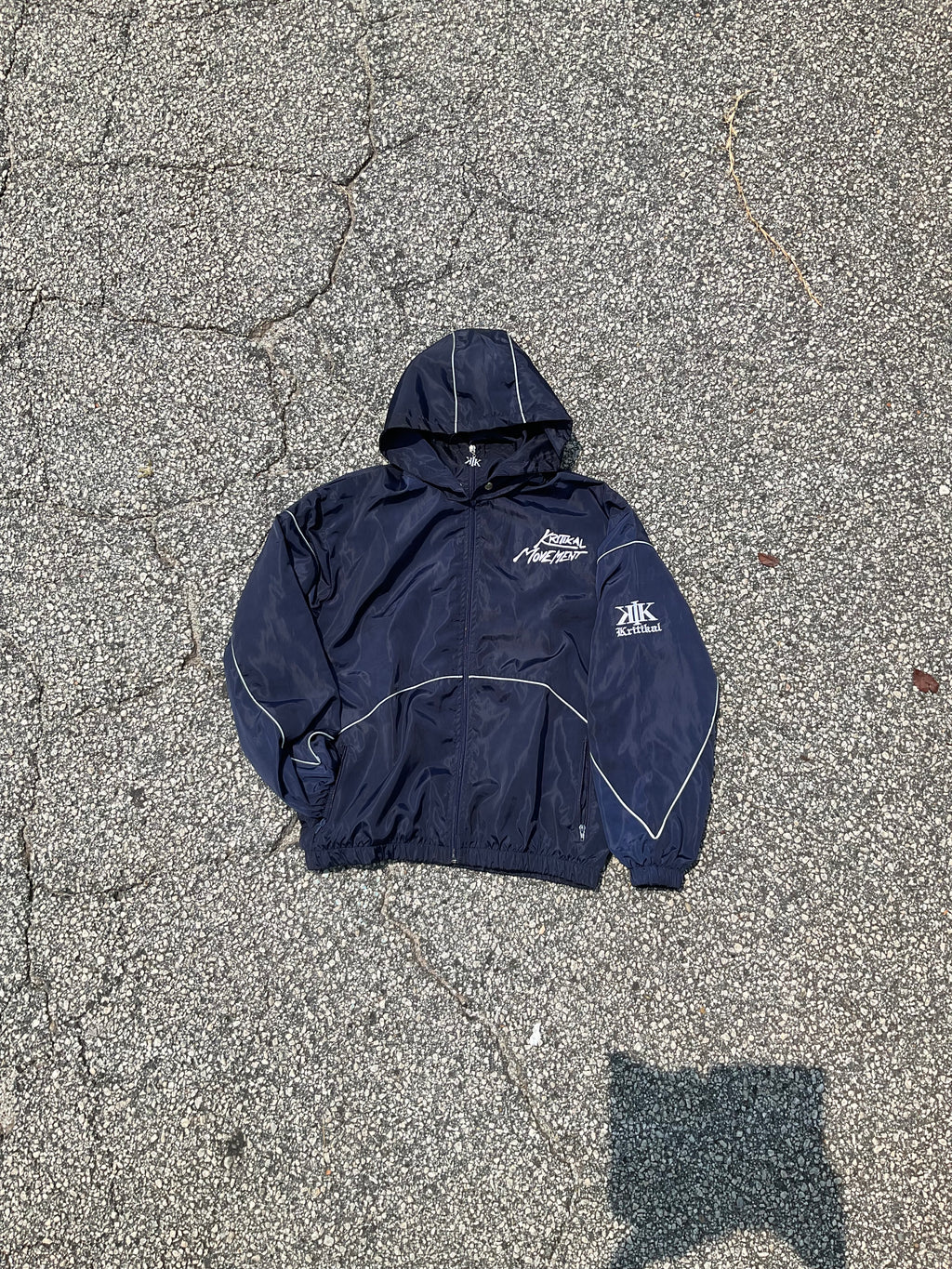 Detachable Navy Blue windbreaker hoodie