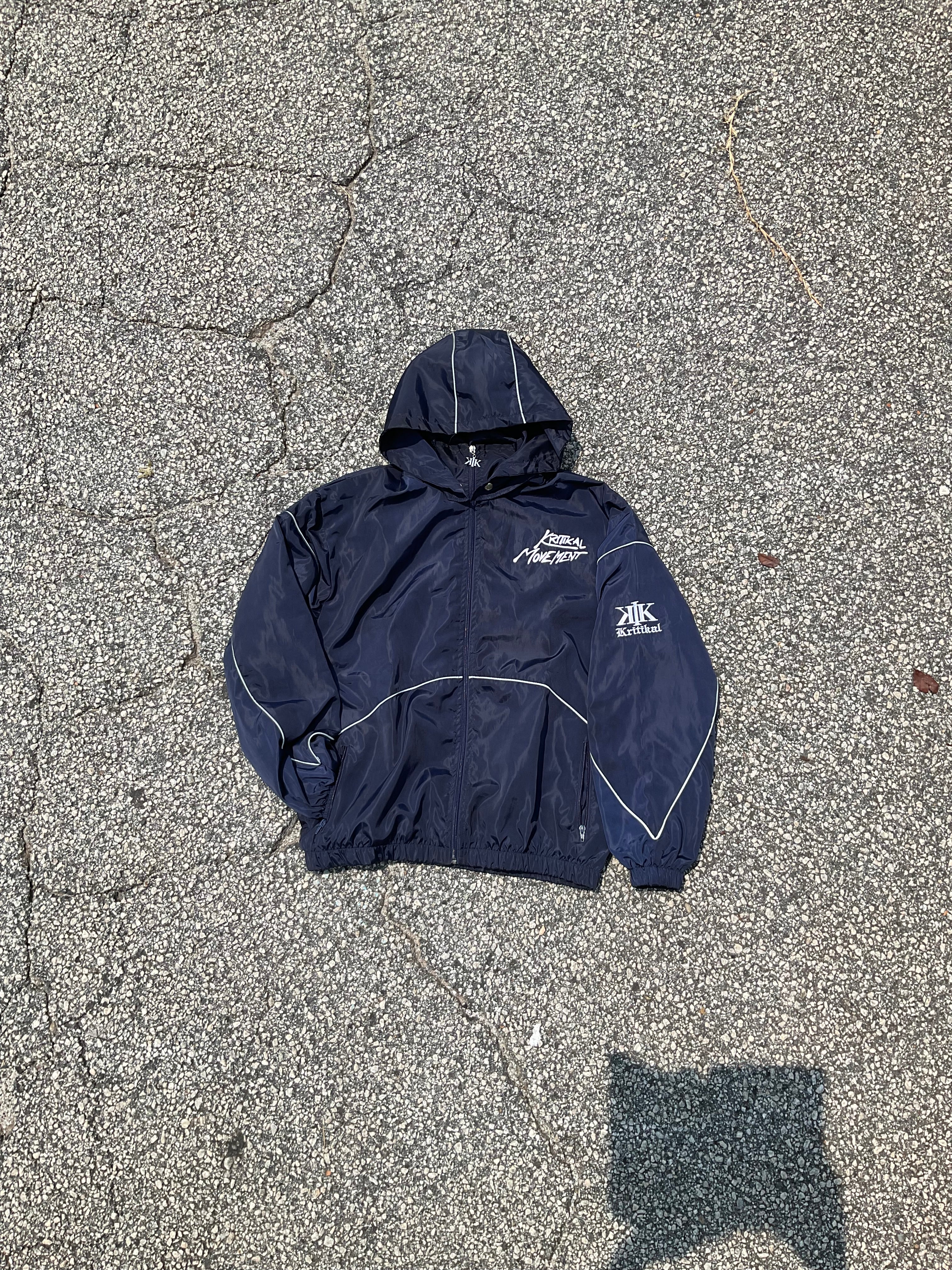 Detachable Navy Blue windbreaker hoodie