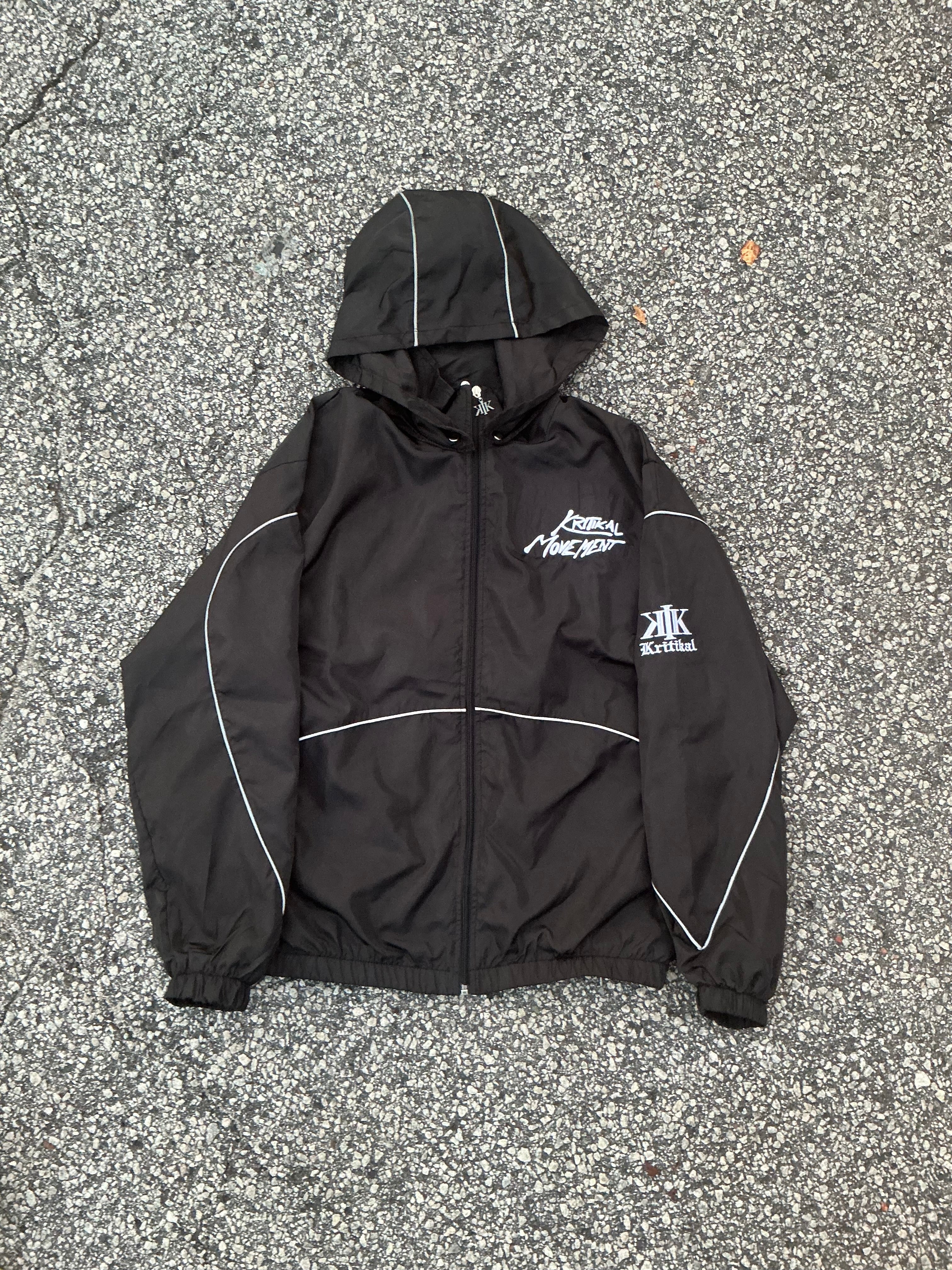 Detachable Black windbreaker hoodie